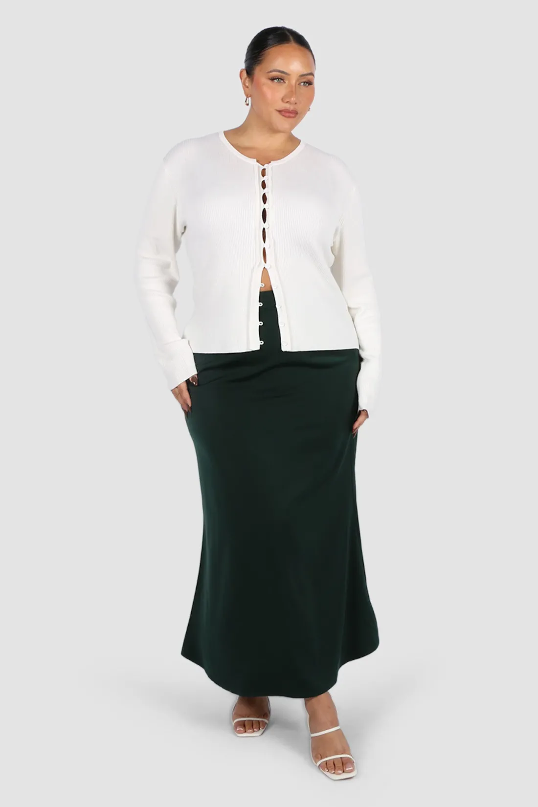 Fayt Skirts | BIANCA SLIP MIDI SKIRT DEEP GREEN