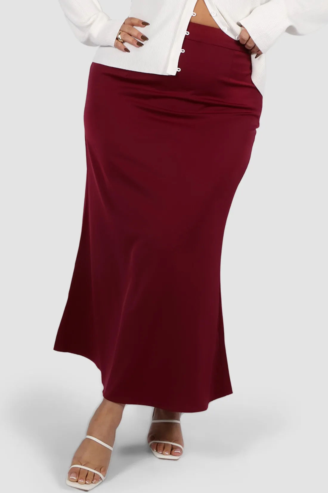 Fayt Skirts | BIANCA SLIP MIDI SKIRT MERLOT