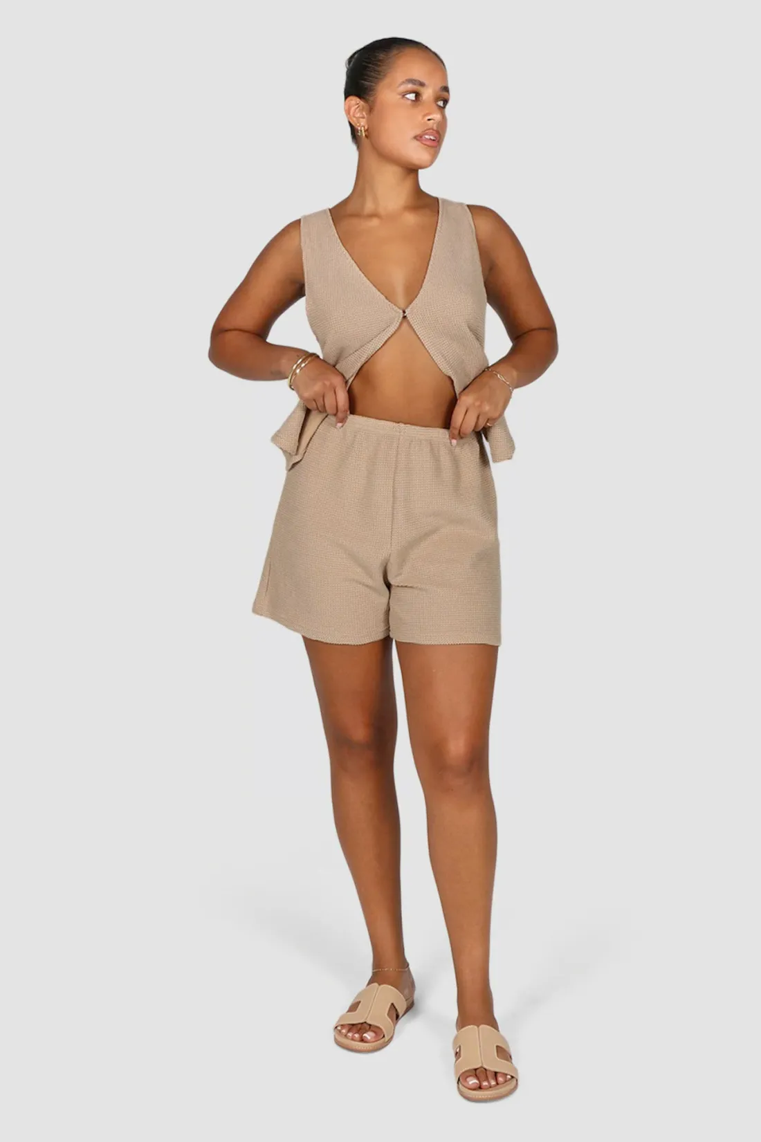 Fayt Shorts | CAPRI WAFFLE SHORTS BISCUIT