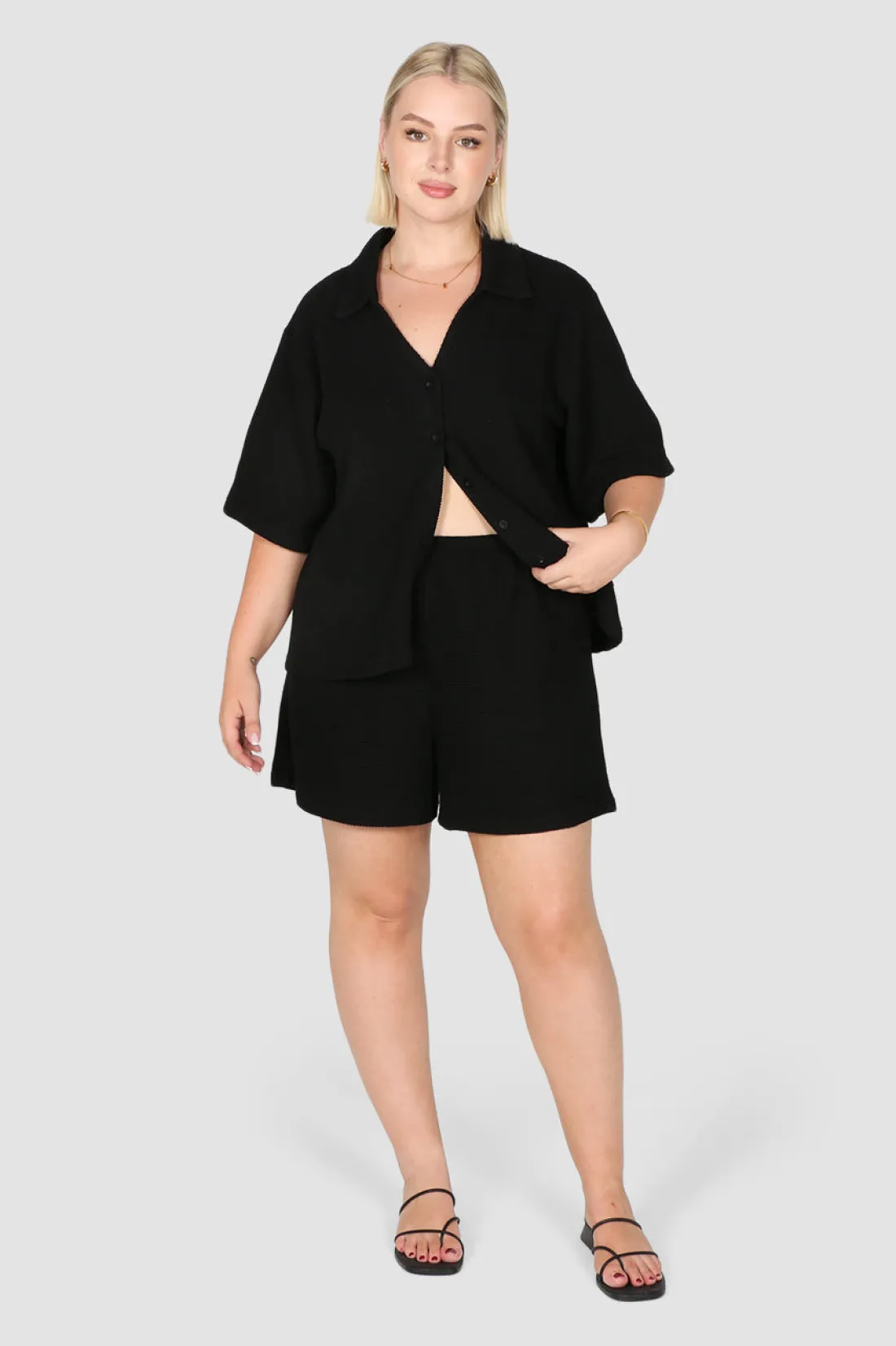 Fayt Shorts | CAPRI WAFFLE SHORTS BLACK