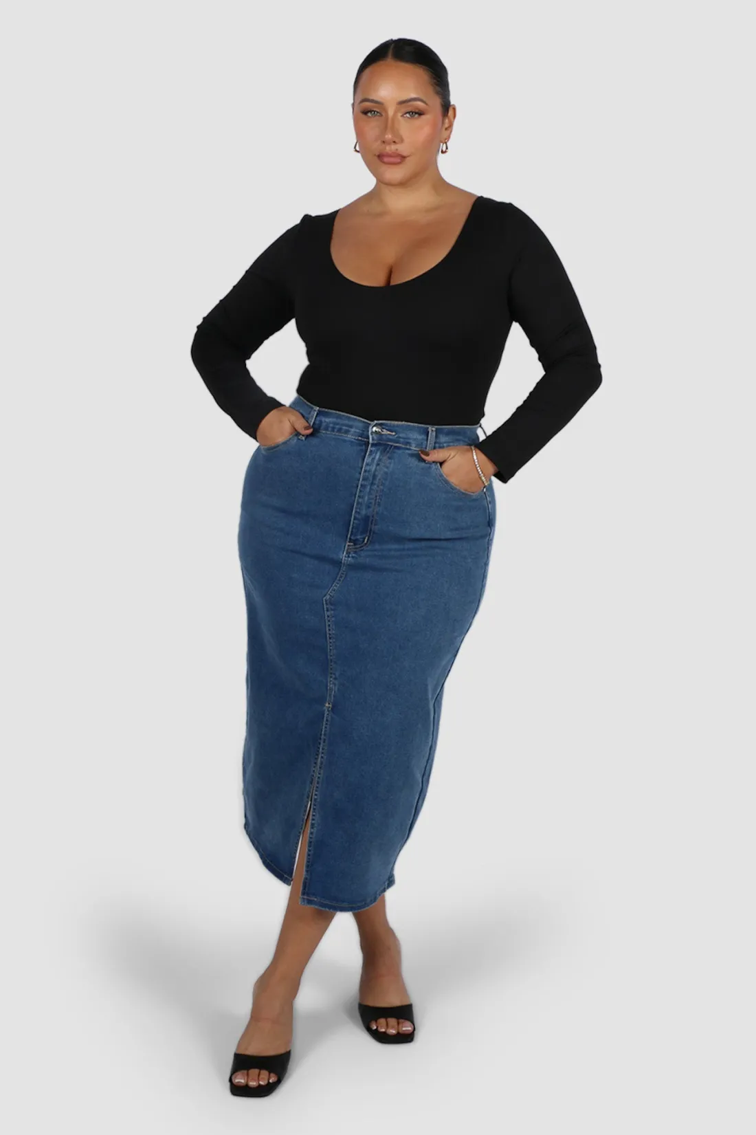 Fayt Denim | Jeans | HUDSON MIDI SKIRT DEEP BLUE