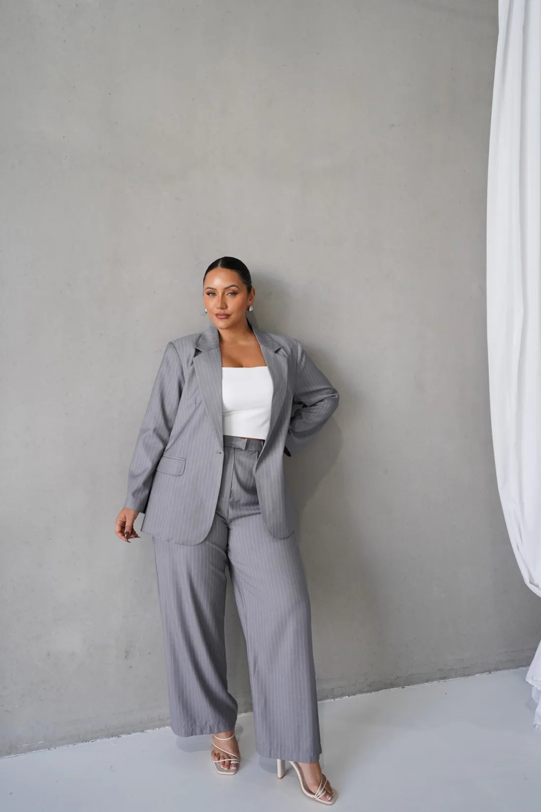 Fayt Tops | Jackets, Knits & Coats | PORSCHA BLAZER LIGHT GREY PINSTRIPE