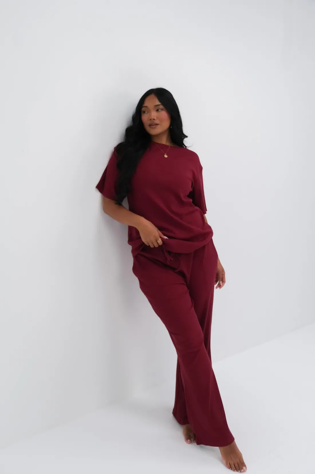 Fayt Sets | RAYLN RIB PANTS WINE