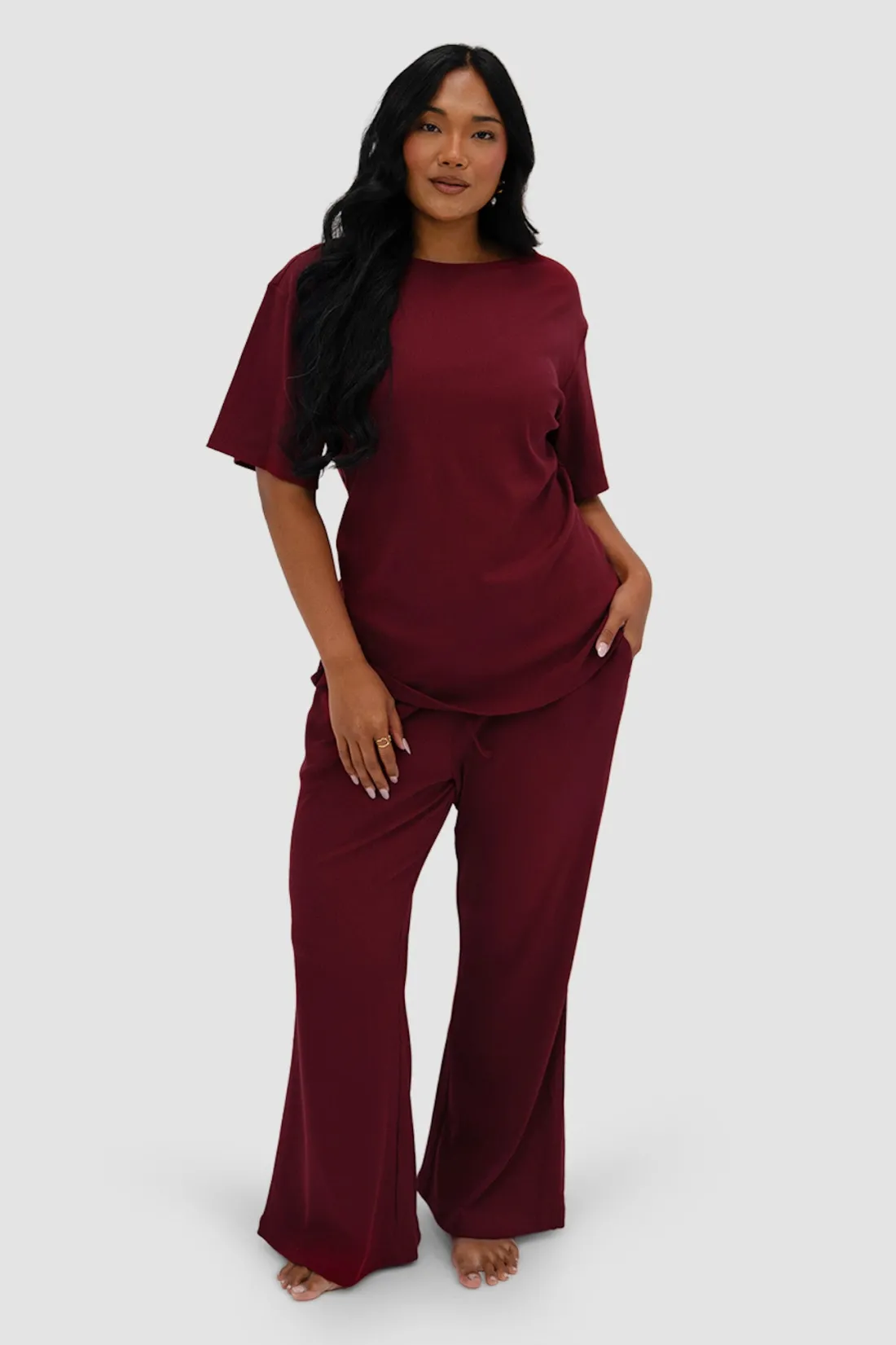 Fayt Sets | RAYLN RIB PANTS WINE