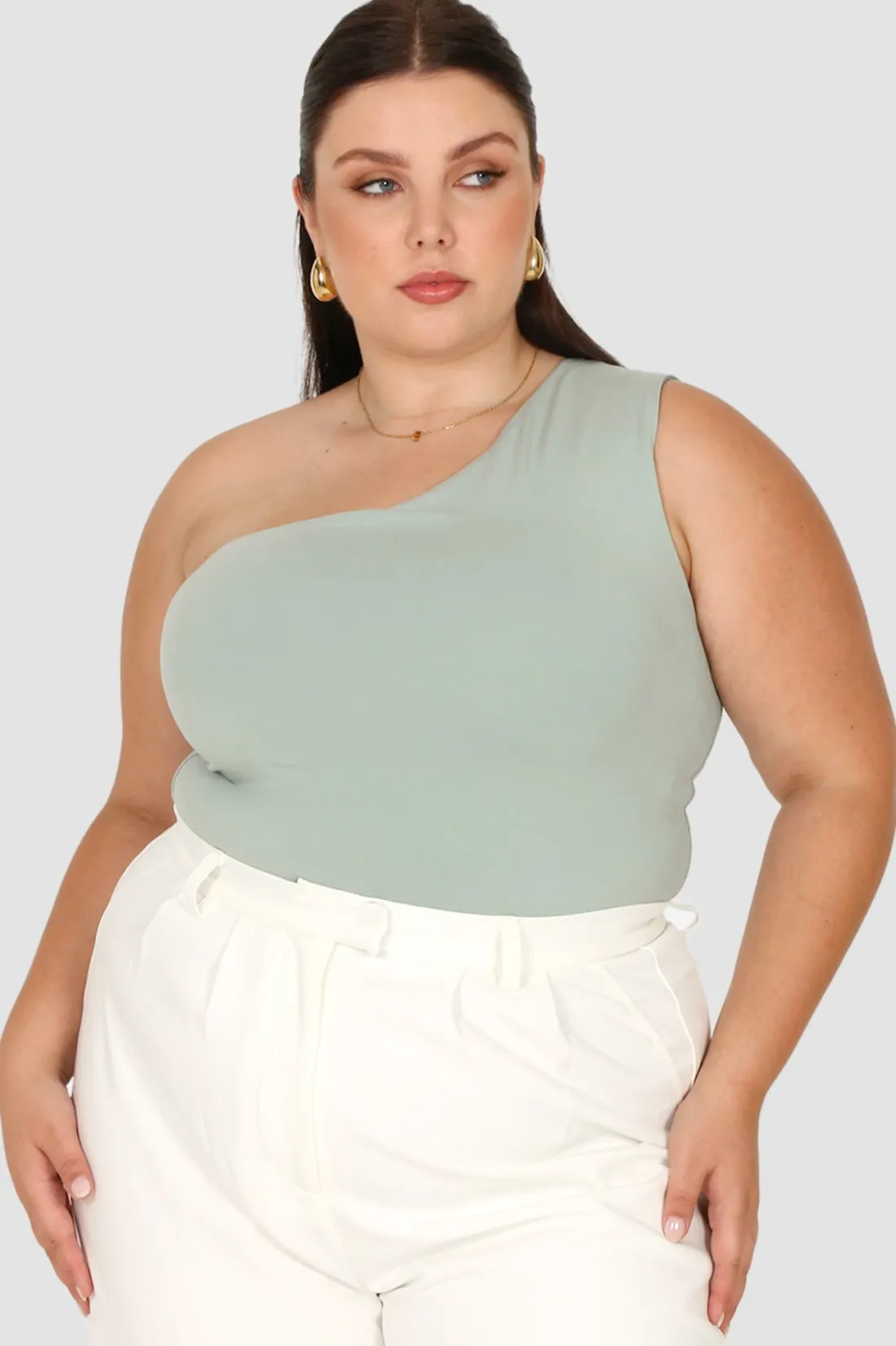 Fayt Tops | SULLIVAN ONE SHOULDER TOP SEAFOAM