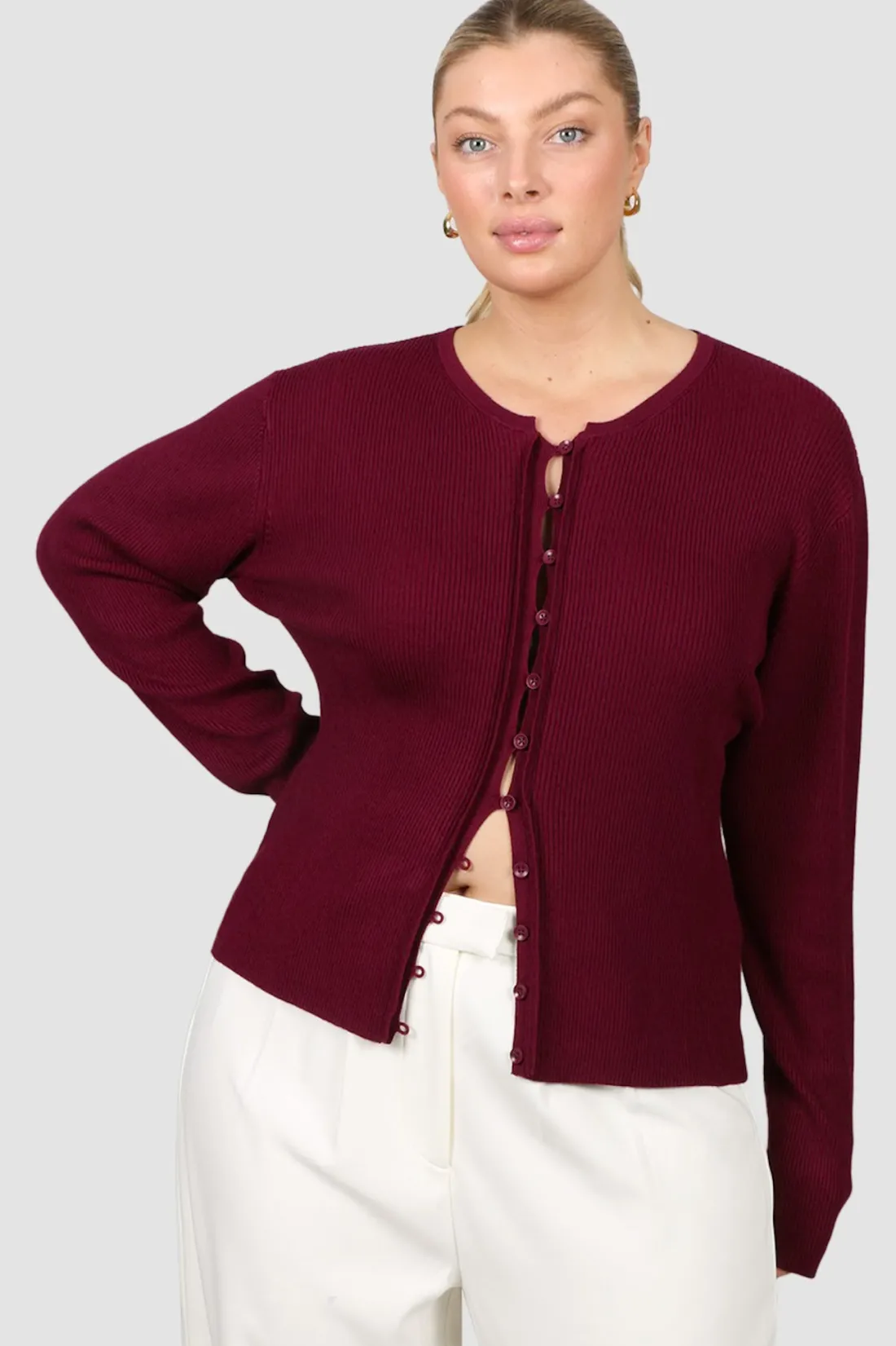 Fayt Tops | Sweaters & Knits | WREN RIB KNIT TOP MERLOT