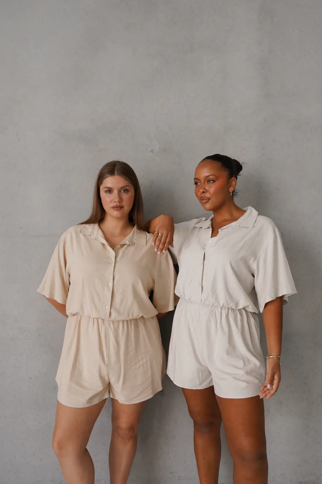 Fayt Playsuits + Jumpsuits | ZEPHYR LINEN PLAYSUIT NEUTRAL