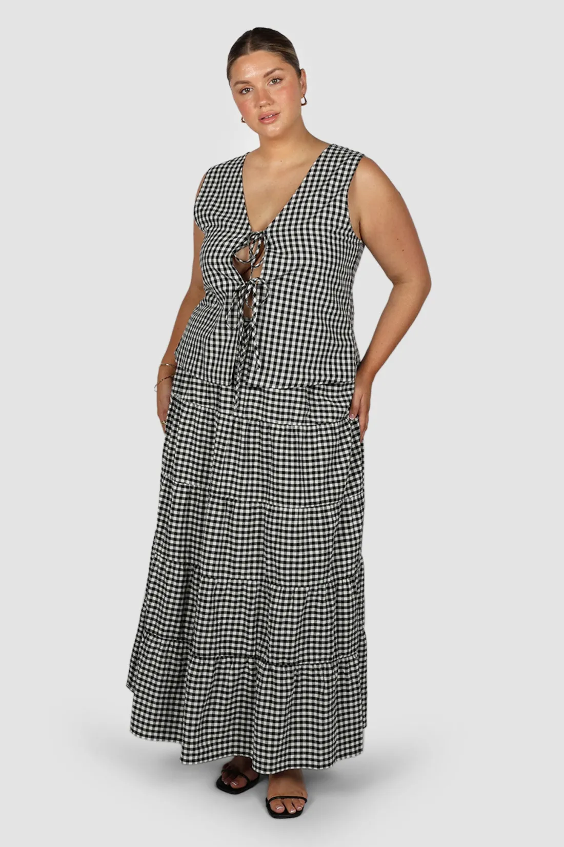 Fayt Skirts | Sets | ZYLA MAXI SKIRT B&W GINGHAM